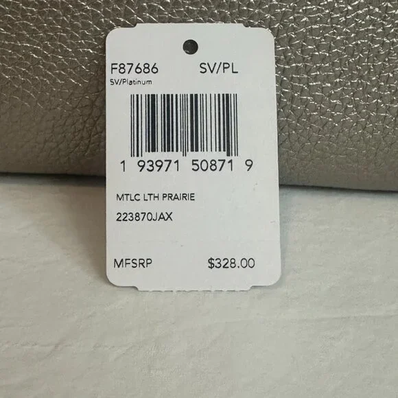 COACH Metallic Leather Prairie Satchel Platinum 87686 Convertible Crossbody $328 - Picture 4 of 12